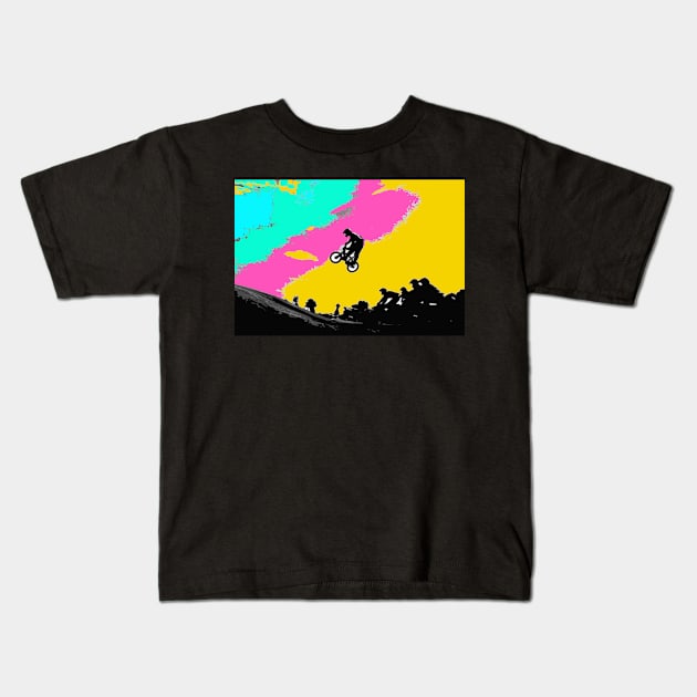 bmx Kids T-Shirt by rickylabellevie